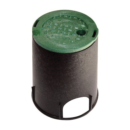 B & K NDS 6-1/2 in. W X 9-1/16 in. H Round Valve Box with Overlapping Cover Black/Green 107BC